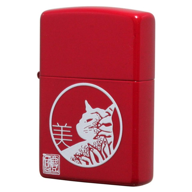 Zippo ジッポー 墨絵 画家 作家 本多豊國 睡りねこレッド 塗装 70239