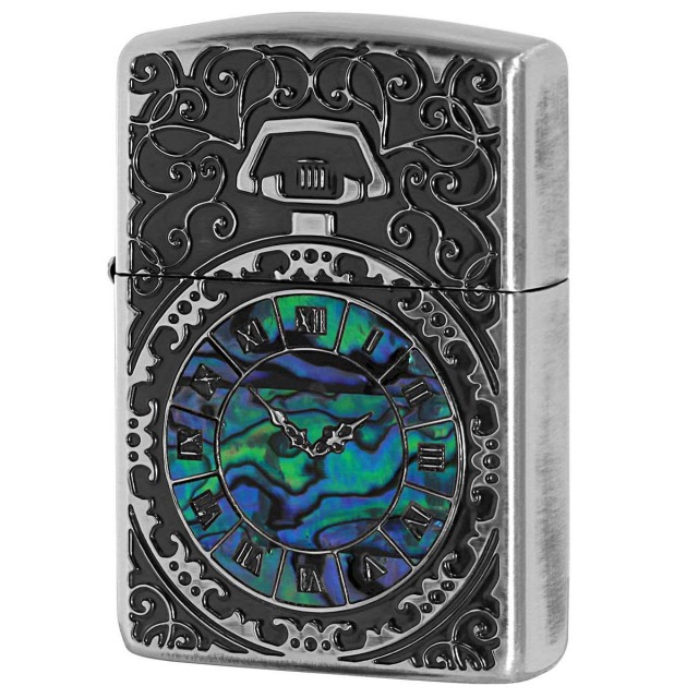 Zippo ジッポー アーマー シェルウォッチ 貝 インレイ 象嵌 ARMOR SHELL WATCH SV 2-81a シルバーいぶし 80064