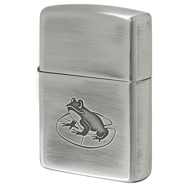 Zippo ジッポー カエル いきものモチーフ 動物 銀メッキいぶし 80050 メール便可