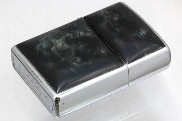 Zippo ジッポー 絶版・1999年製造 両面エポ盛り 天然貝柄 ブラック