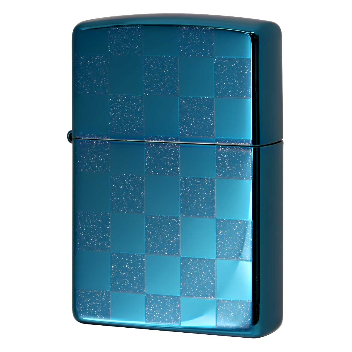 Zippo ジッポー チェック ラメ 幾何学模様 両面加工 ブルー ジオメトリック GEOMETRIC CHECK 25CK-BL メール便可