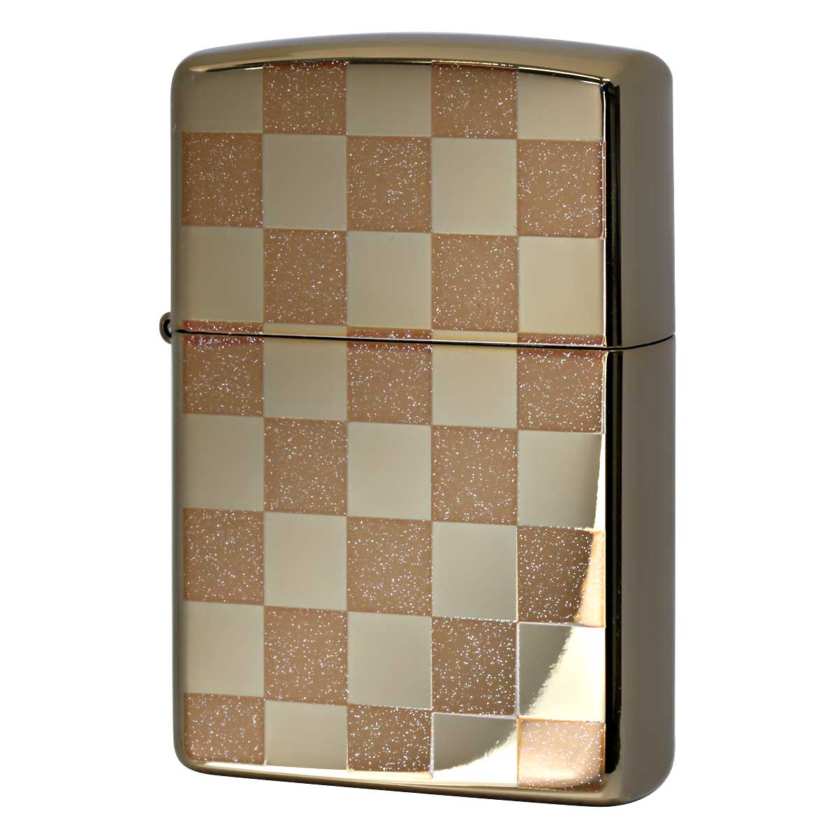 Zippo ジッポー チェック ラメ 幾何学模様 両面加工 ブラウン ジオメトリック GEOMETRIC CHECK 25CK-BW メール便可