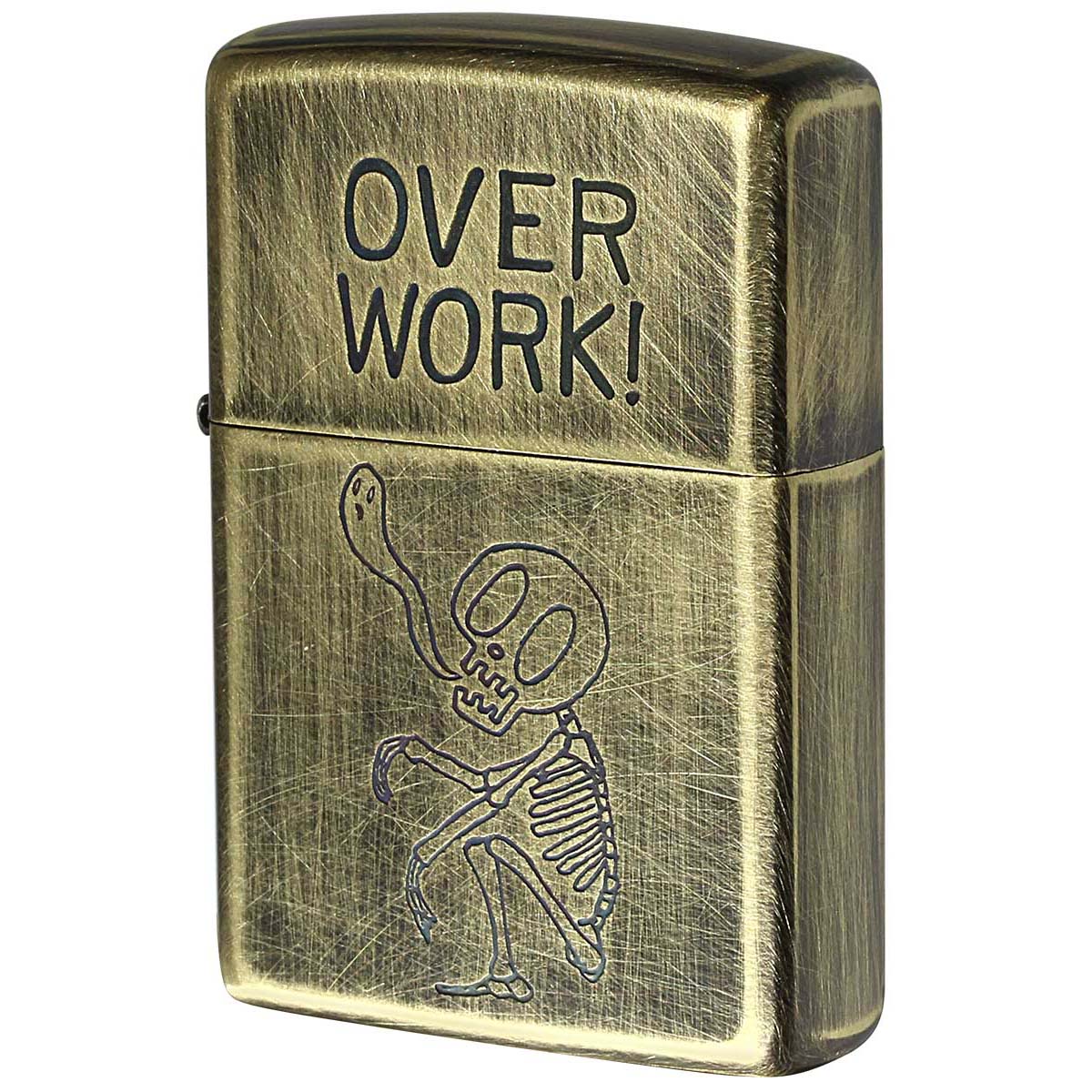 Zippo ジッポー スカル ドクロ 骸骨 真鍮 ブラス ユーズド仕上げ FUNNY SKULL USED FINISH OVER WORK オーバーワーク 2UDB-OVER WORK