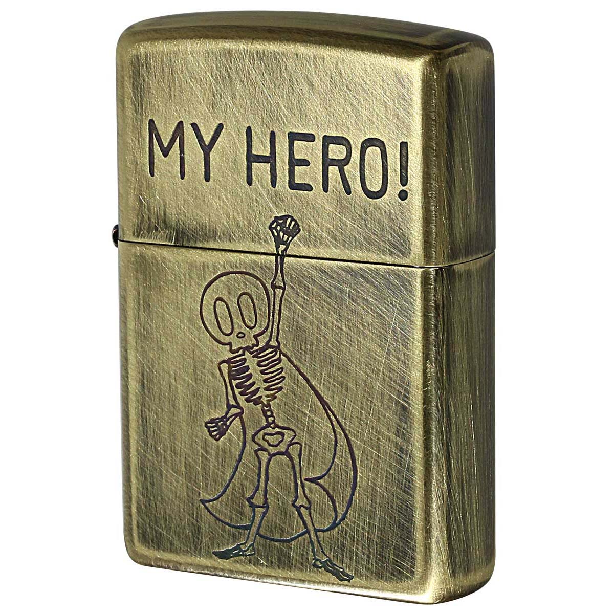 Zippo ジッポー スカル ドクロ 骸骨 真鍮 ブラス ユーズド仕上げ FUNNY SKULL USED FINISH MY HERO マイヒーロー 2UDB-MY HERO メール便可
