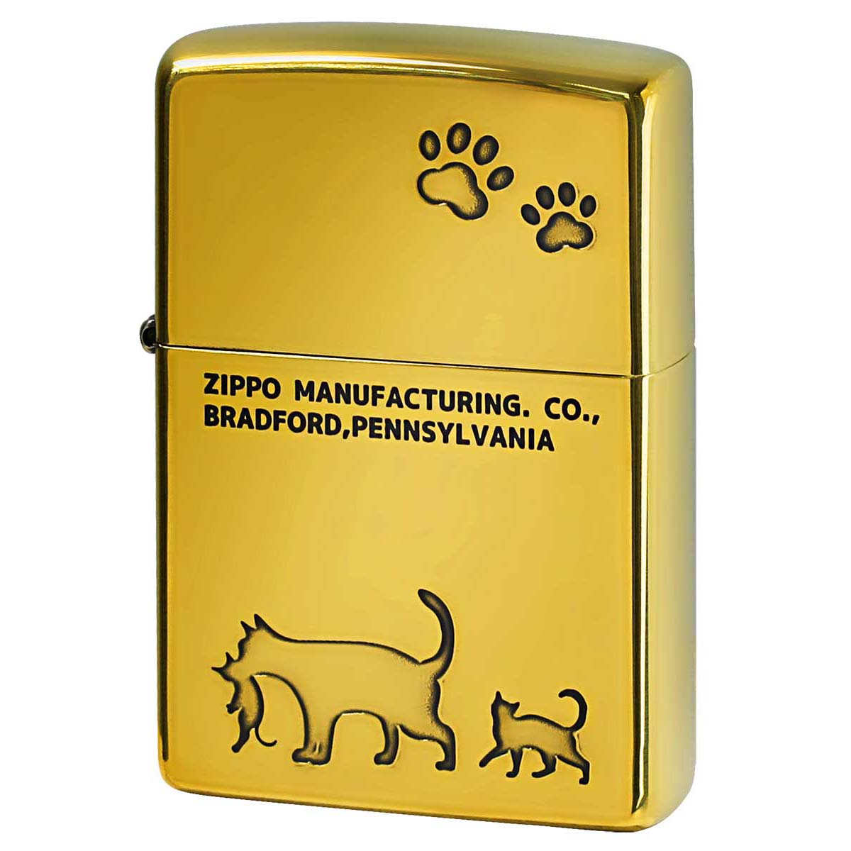 Zippo ジッポー ネコ 猫 Cat 足跡 愛くるしい 真鍮いぶし Charming Gesture 2BI-CAT2 メール便可