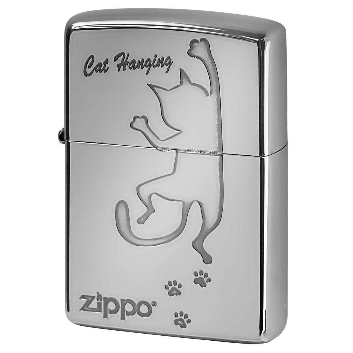 Zippo ジッポー ネコ 猫 Cat 足跡 愛くるしい ニッケルメッキ Cat Hanging NI-CATHANG1 メール便可