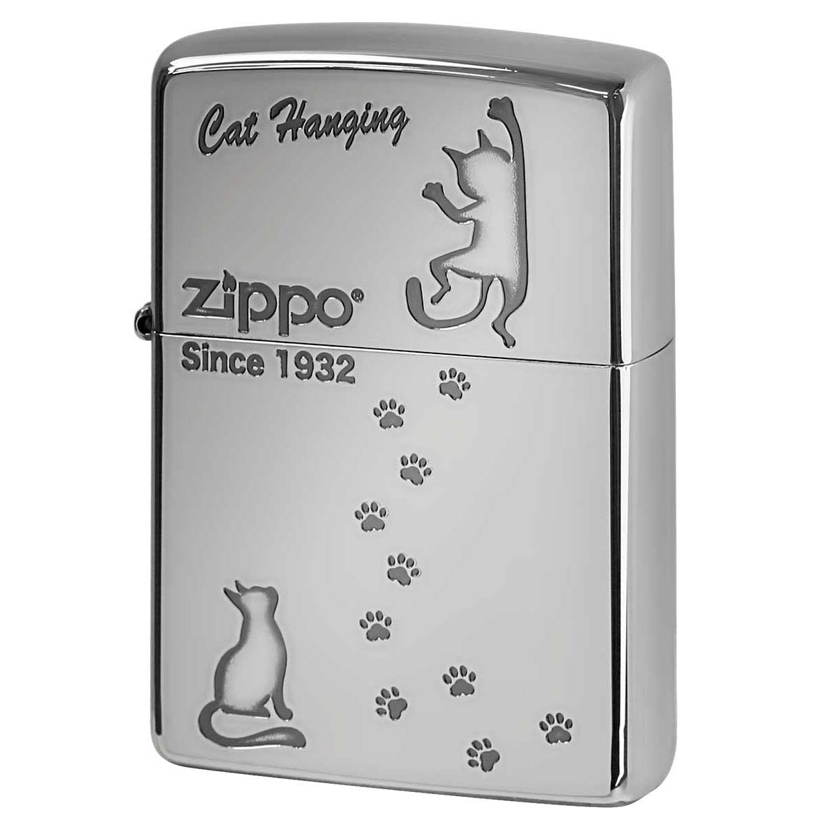 Zippo ジッポー ネコ 猫 Cat 足跡 愛くるしい ニッケルメッキ Cat Hanging NI-CATHANG2 メール便可
