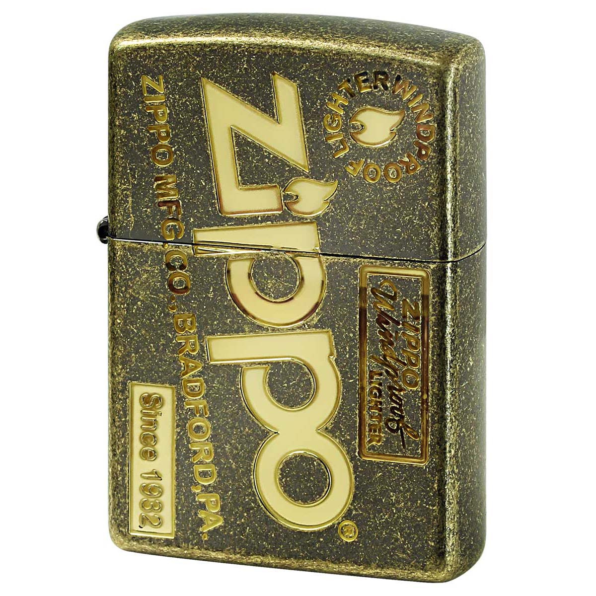 Zippo ジッポー アンティーク オールド ロゴ バレル加工 真鍮 ブラス Antique old Logo 2BB-ZLOGOFL