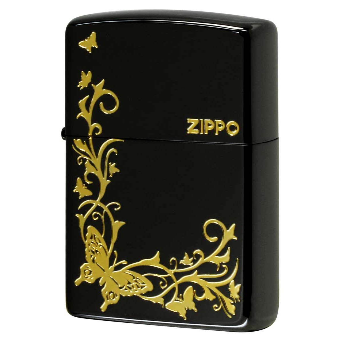 Zippo ジッポー バタフライ アラベスク 蝶々 唐草 ブラックニッケル 金サシ BUTTERFLY DESIGN  2BKG-BUT