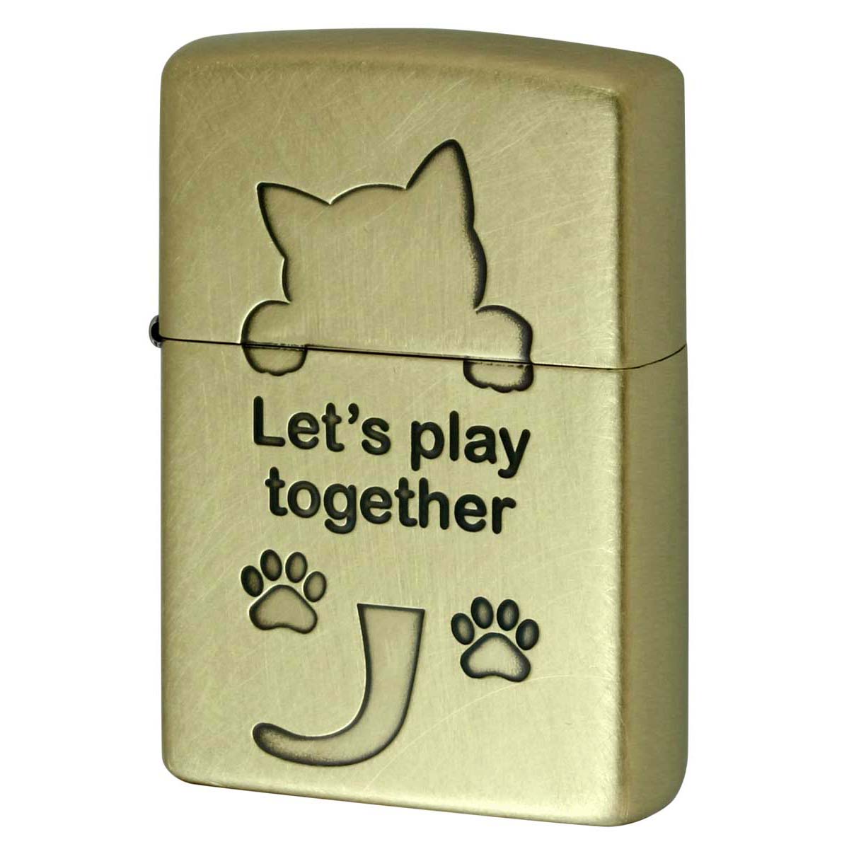 Zippo ジッポー ネコ 猫 Cat 一緒に遊ぼう ユーズド仕上げ 真鍮 CAT Series Let's play together 2UDBI-CAT メール便可
