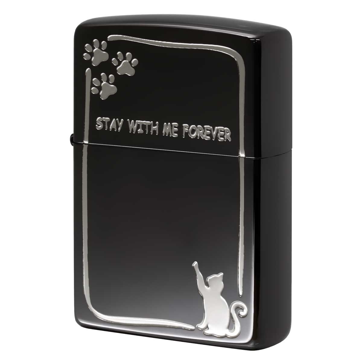 Zippo ジッポー ネコ 猫 足跡 STAY WITH ME FOREVER いつまでも一緒にいて ブラック 2BKS-CATSTAY
