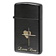 Zippo ジッポー ラバーズ クロス スリム ハート 黒サテーナ＆金 Lovers Cross 63040298