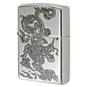 Zippo ジッポー ドラゴン 龍 青海波 和柄 両面加工 シルバー Japanese pattern Dragon 2SV-WDR2 メール便可