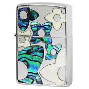 Zippo ジッポー シェル 貝 インレイ 象嵌 フラワー 花 シルバー Shell Flower SV 1201S835