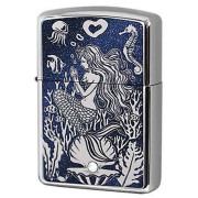 Zippo ジッポー アーマー 人魚 マーメイド ホワイトニッケル ラメプリント ARMOR Mermaid スワロフスキー