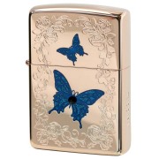 Zippo ジッポー 蝶々 バタフライ ブルー ローズピンク Blue Butterfly Rose Pink シリアル番号 Rose Pink
