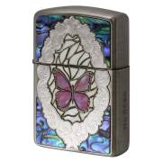 Zippo ジッポー アーマー シェル 蝶々 バタフライ レッド ARMOR Butterfly and Rose Antique Nickel シリアル番号 RD