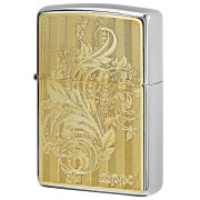 Zippo ジッポー アラベスク 唐草  #200 ゴールドプレート ブラッシュドクローム 2MP-アラベスクB GP メール便可
