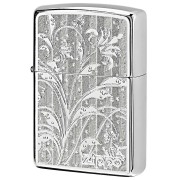 Zippo ジッポー アラベスク 唐草  #200 メタルプレート ブラッシュドクローム 2MP-アラベスクA SV メール便可