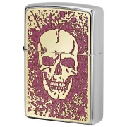 Zippo ジッポー スカル ドクロ 骸骨 Skull ピンク #200 ゴールドプレート 両面加工 ブラッシュドクローム 2MPP-Skull PK GP