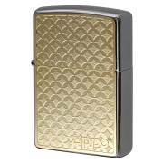 Zippo ジッポー 七宝 吉祥文様 ゴールドプレート ブラッシュドクローム 200 Metal Paint Plate Gold Plate 2MP-七宝_GP メール便可