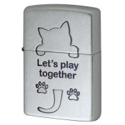 Zippo ジッポー ネコ 猫 Cat 一緒に遊ぼう ユーズド仕上げ 銀メッキ CAT Series Let's play together 2UDSI-CAT