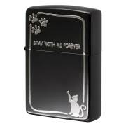 Zippo ジッポー ネコ 猫 足跡 STAY WITH ME FOREVER いつまでも一緒にいて ブラック 2BKS-CATSTAY