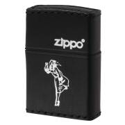 Zippo ジッポー 革巻き ウインディ 銀箔押し ブラック B-WS