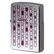 絶版/ヴィンテージ Zippo ジッポー 中古 2003年製造 ブロックデザイン パープルプリント Zippoロゴ  [B]使用感ありやや傷汚れあり