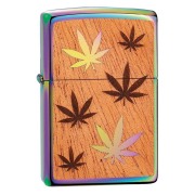 Zippo ジッポー ウッド 木 紅葉 Woodchuck Weed Leaves 虹 スペクトラム 鏡面 29903