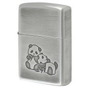 Zippo ジッポー 双子パンダ いきものモチーフ 動物 銀メッキいぶし 80046 メール便可