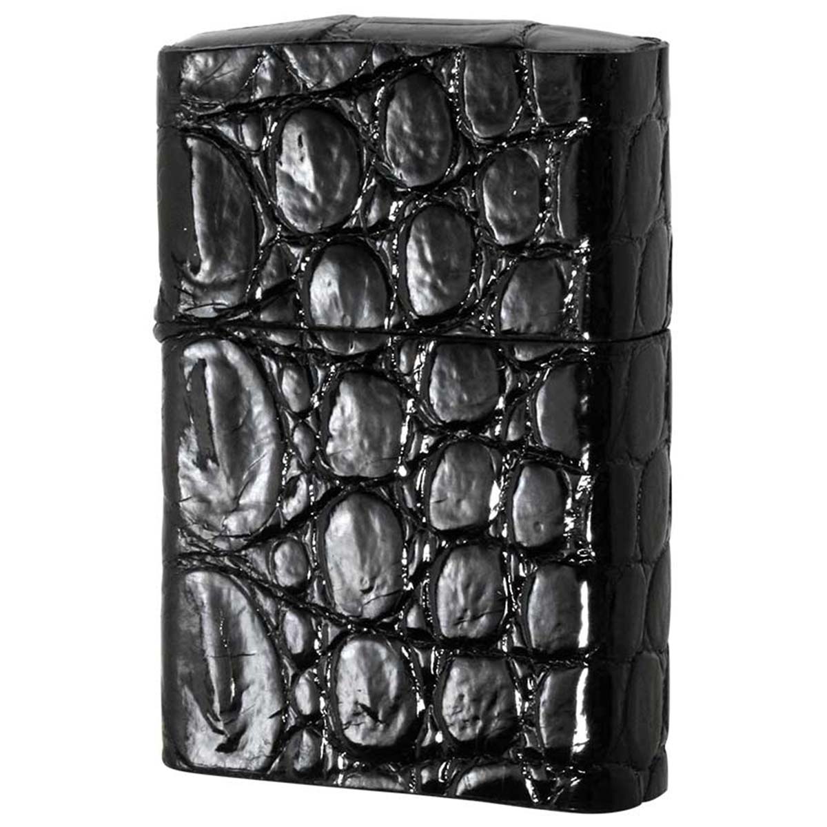 Zippo ジッポー 革巻き 本革 クロコダイル ワニ 黒 ブラック