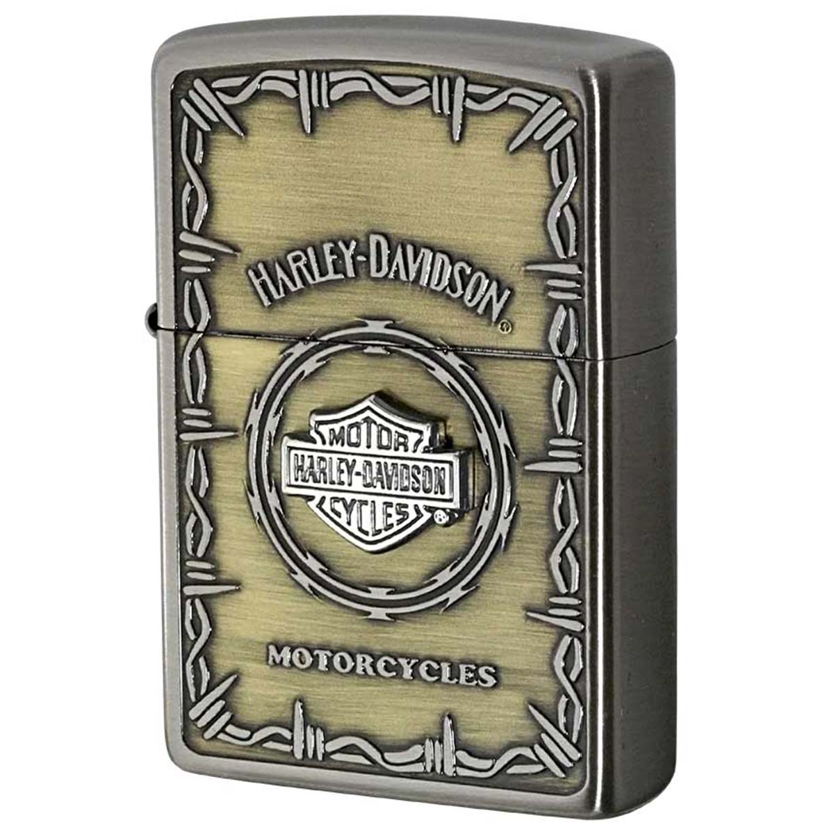Zippo ジッポー ハーレーダビッドソン 日本限定モデル バイク 二輪 モーターサイクル  Harley Davidson ニッケルブラスコンビメッキ古美 エスメタル バー＆シールド オフィシャルライセンス品 HDP-67