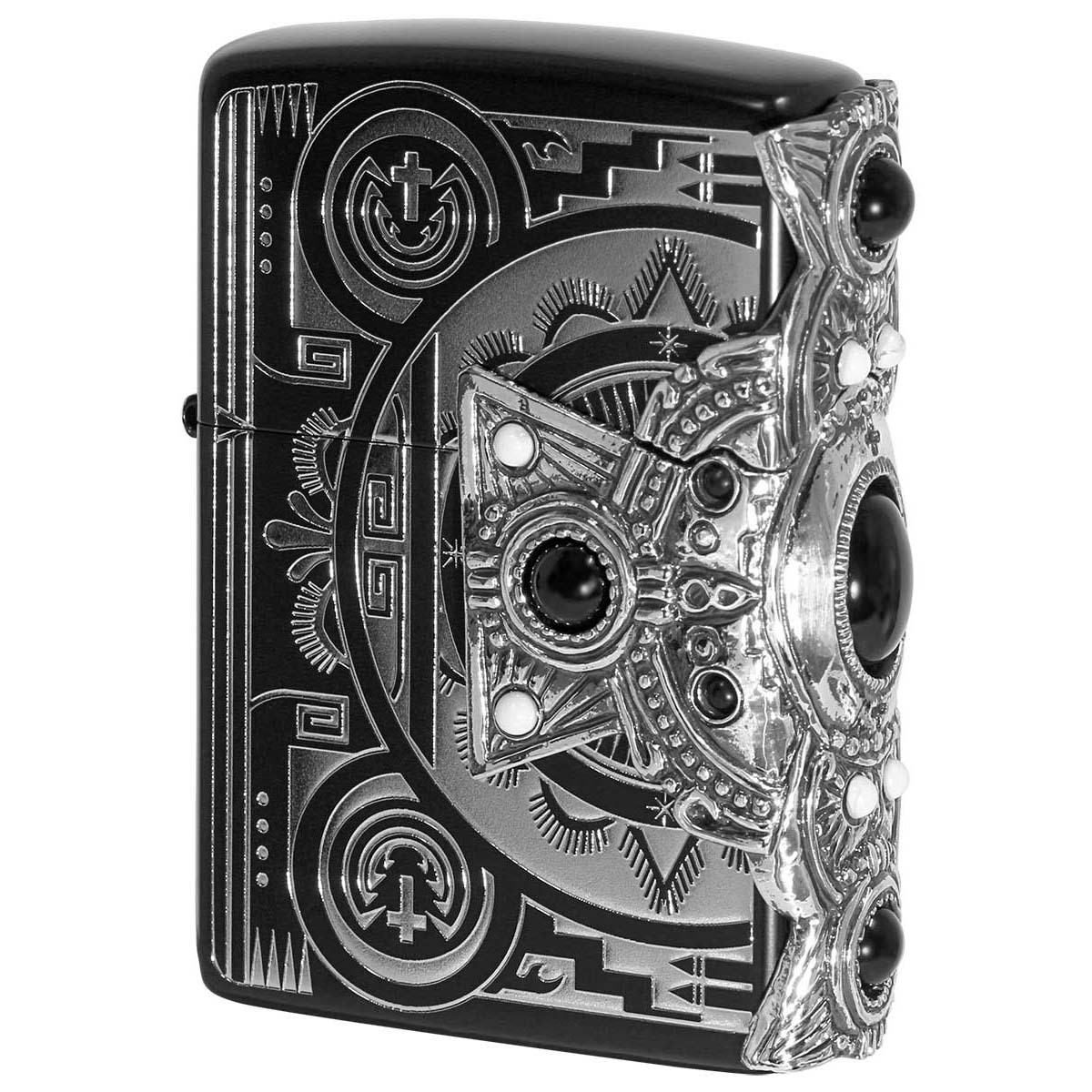 Zippo ジッポー ネイティブアメリカン クロス 十字架 Cross オニキス ハウライト 天然石 インディアン スピリット イオンブラック INDIAN SPIRIT BK クロス