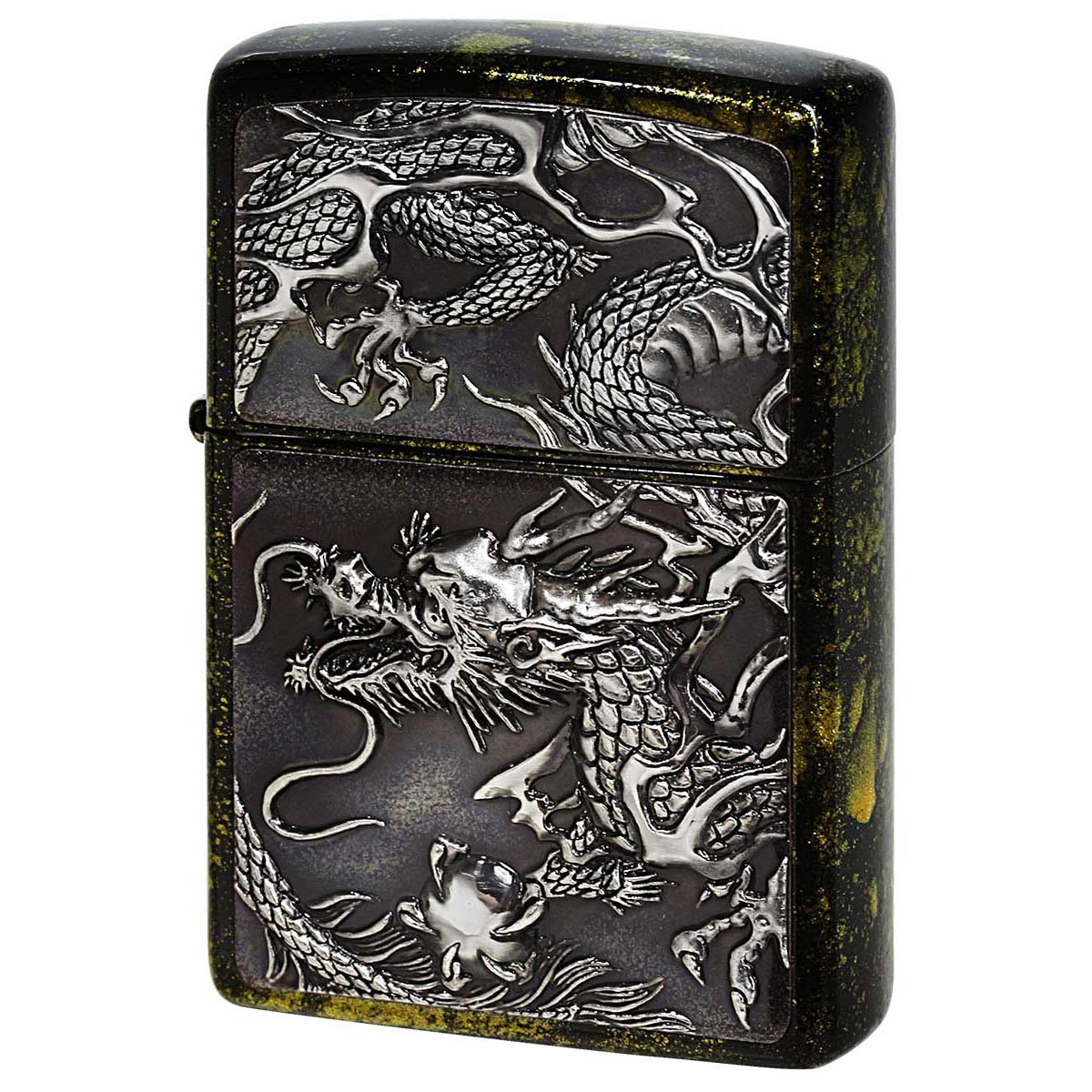 Zippo ジッポー 龍 ドラゴン 鼈甲塗り 伝統工芸 ライズメタル 鼈甲塗り 銀龍 RISE METAL 亀甲 金