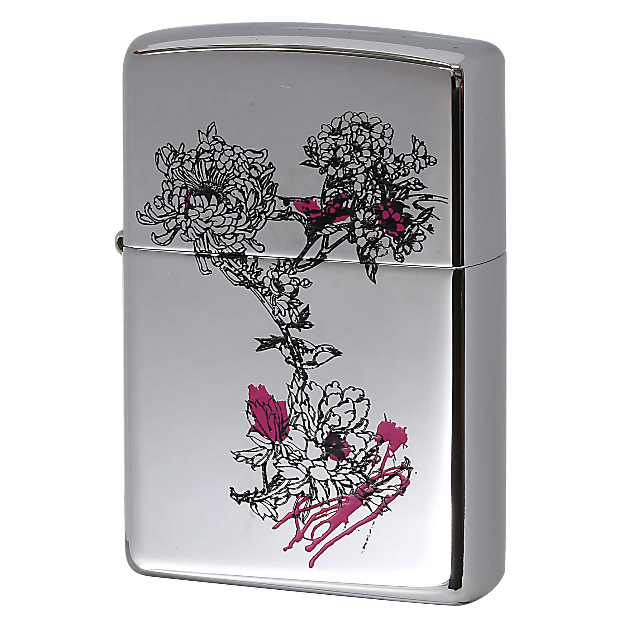 絶版/ヴィンテージ Zippo ジッポー 中古 2005年製造 ZIPPO Paul Smith Flower Silhouette 花束 シルエット PK  [S]ほぼ新品同様