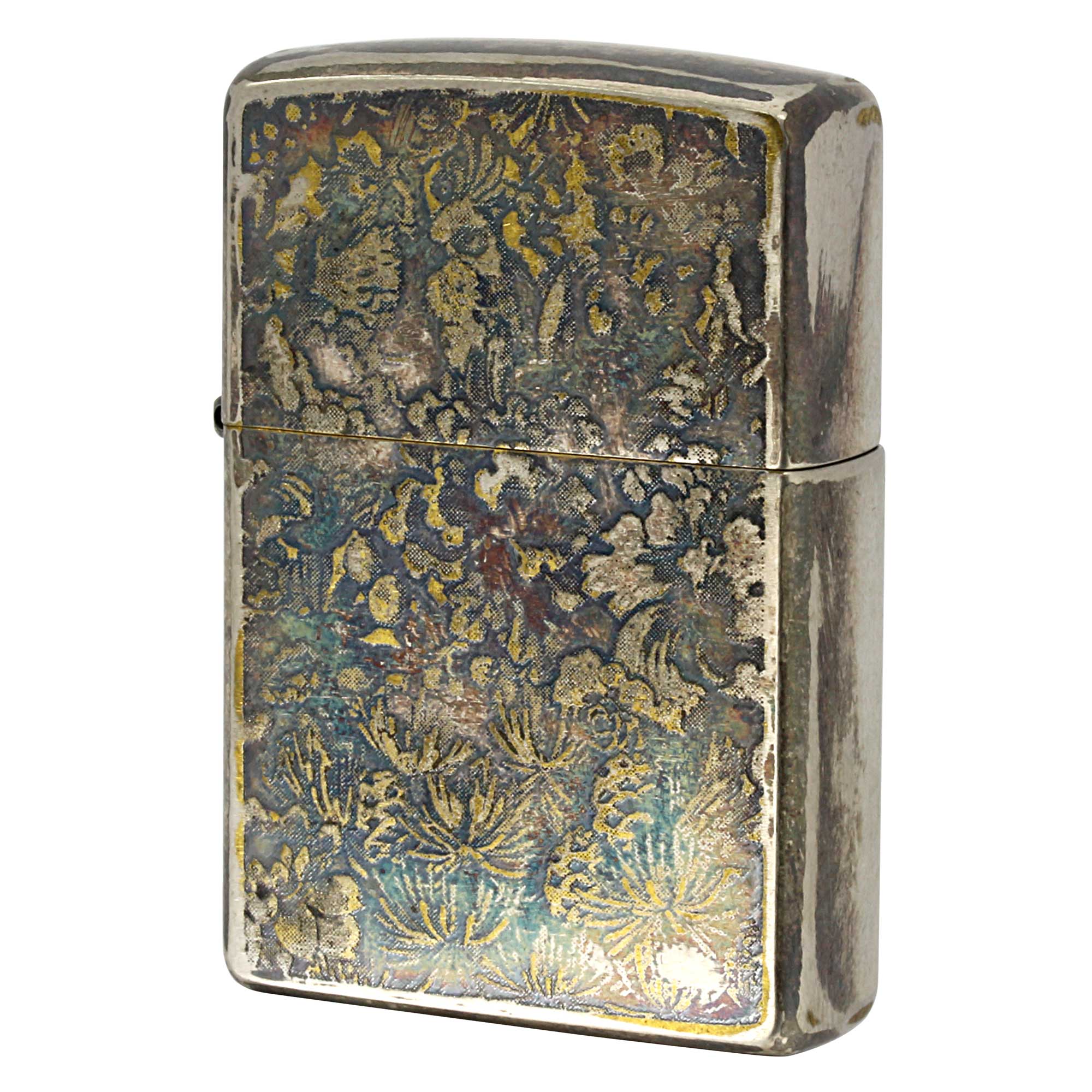 絶版/ヴィンテージ Zippo ジッポー 中古 2005年製造 ZIPPO Paul Smith 花柄 両面エッチング 色入れ  [A]使用感少なく状態が良い