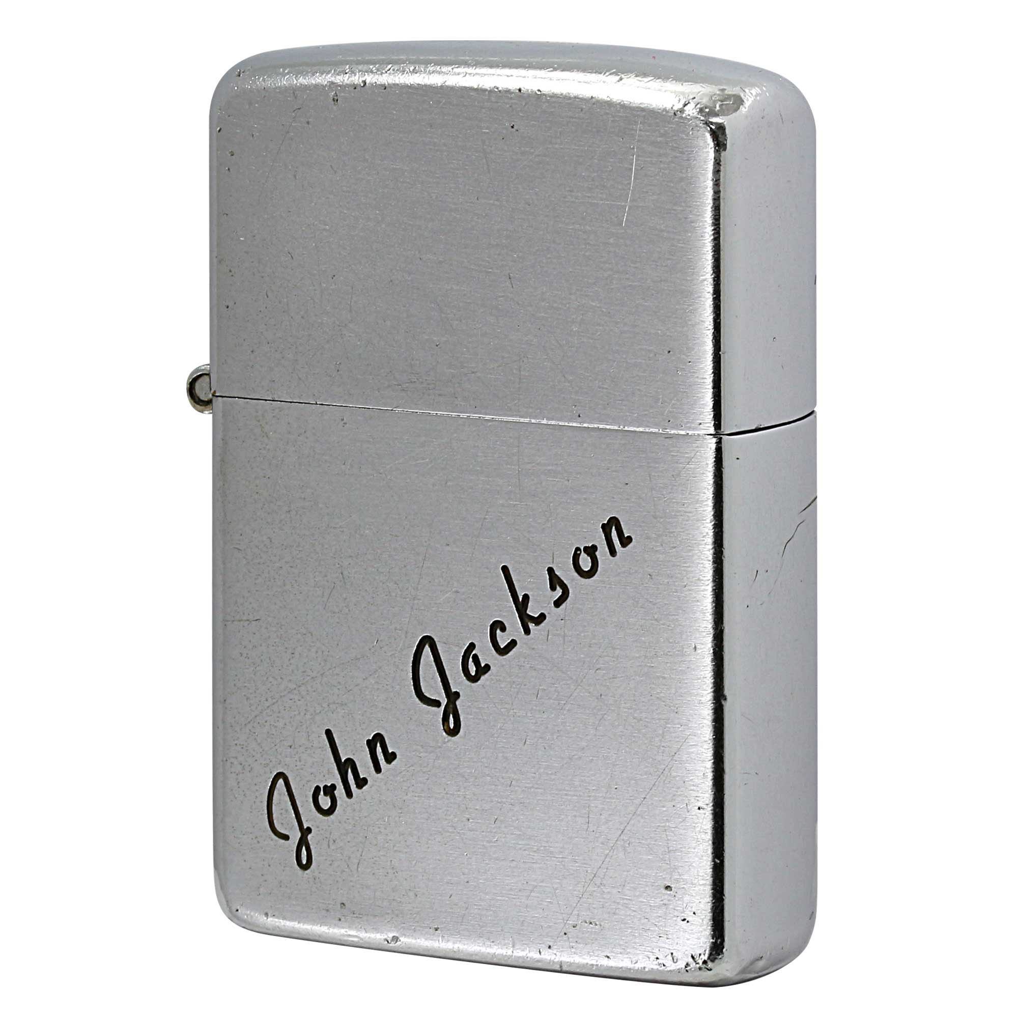 絶版/ヴィンテージ Zippo ジッポー 中古 1951年製造 No.200ブラッシュドクローム John Jackson 刻印あり  [B]使用感ありやや傷汚れあり