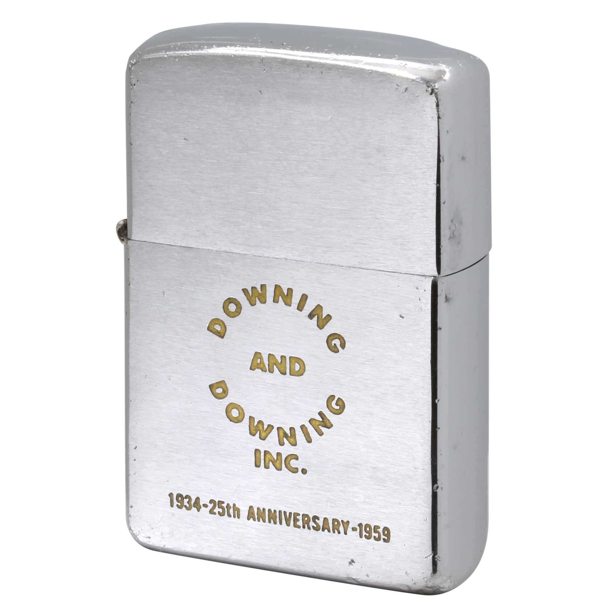 絶版/ヴィンテージ Zippo ジッポー 中古 1959年製造 DOWNING AND DWNING INC. 1934-25th ANNIVERSARY-1959  [C]使用感あり傷汚れあり