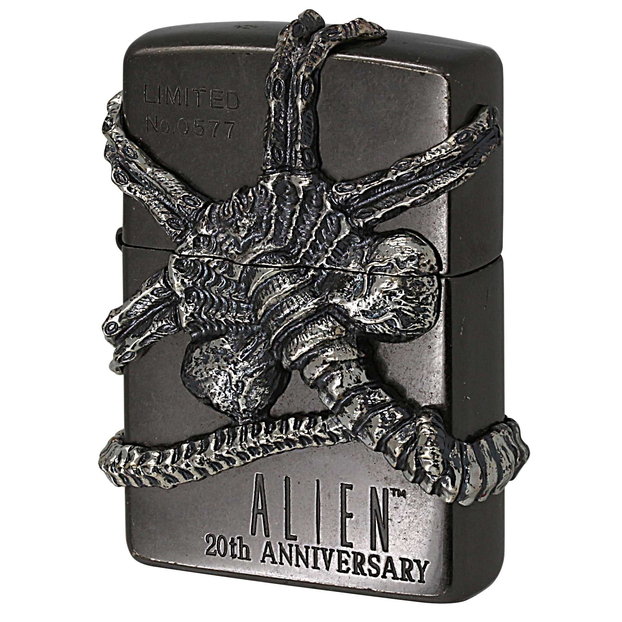 絶版/ヴィンテージ Zippo ジッポー 中古 1998年製造 ALIEN 20th ANNIVERSARY シリアルNo.0577 メタル貼り  [C]使用感あり傷汚れあり