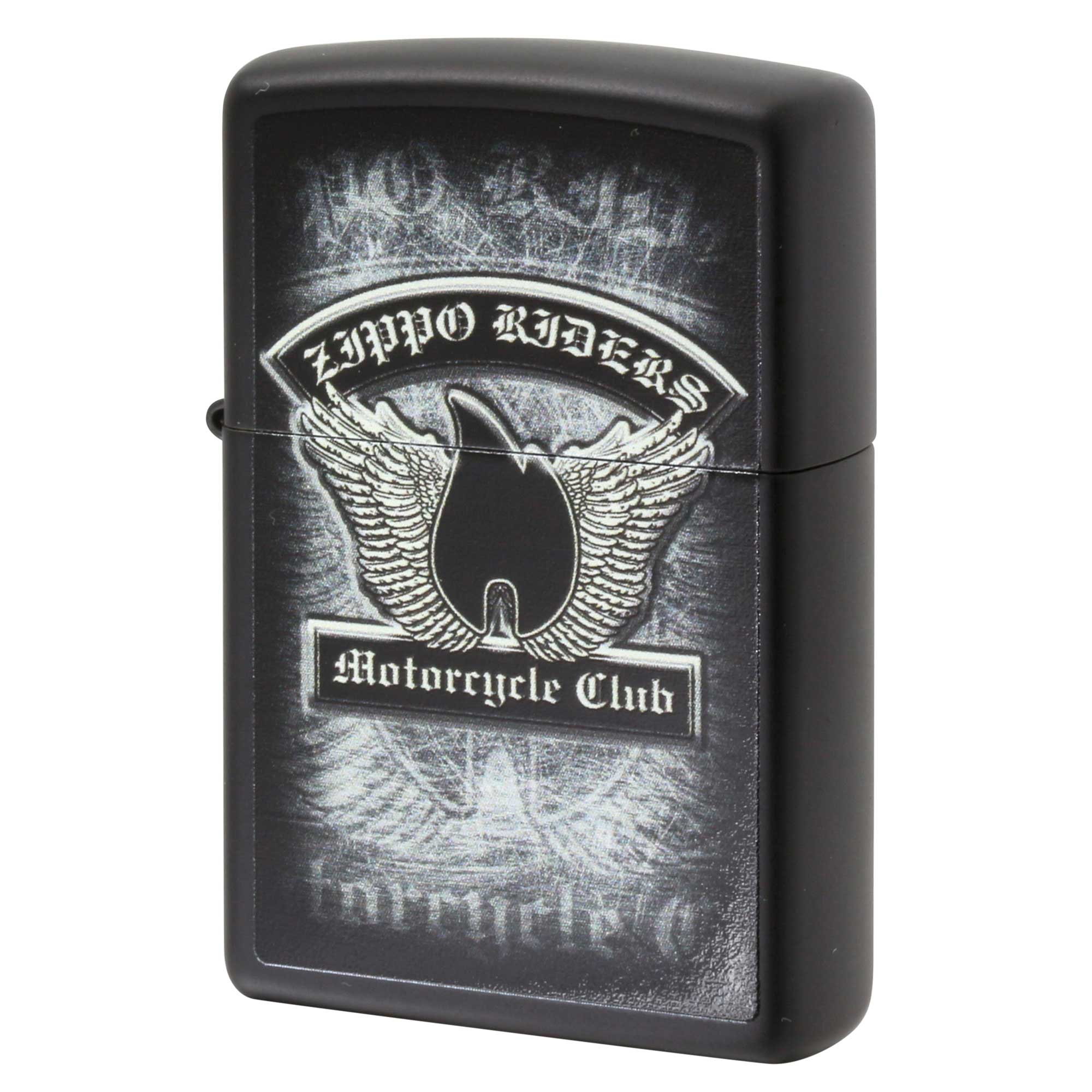 絶版/ヴィンテージ Zippo ジッポー 中古 2015年製造 ZIPPO RIDERS Motorcycle Club プリント マットブラック  [N]未使用・新品