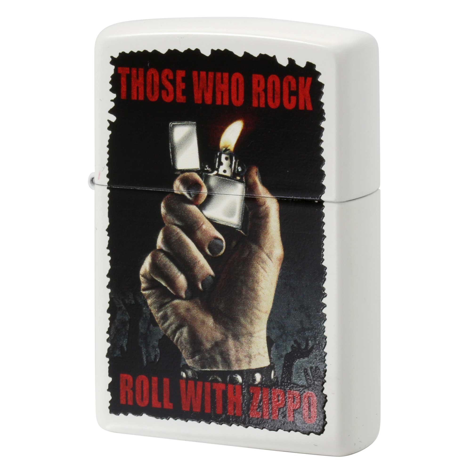 絶版/ヴィンテージ Zippo ジッポー 中古 2015年製造 THOSE WHO ROCK ROLL WITH ZIPPO マットホワイト  [S]ほぼ新品同様