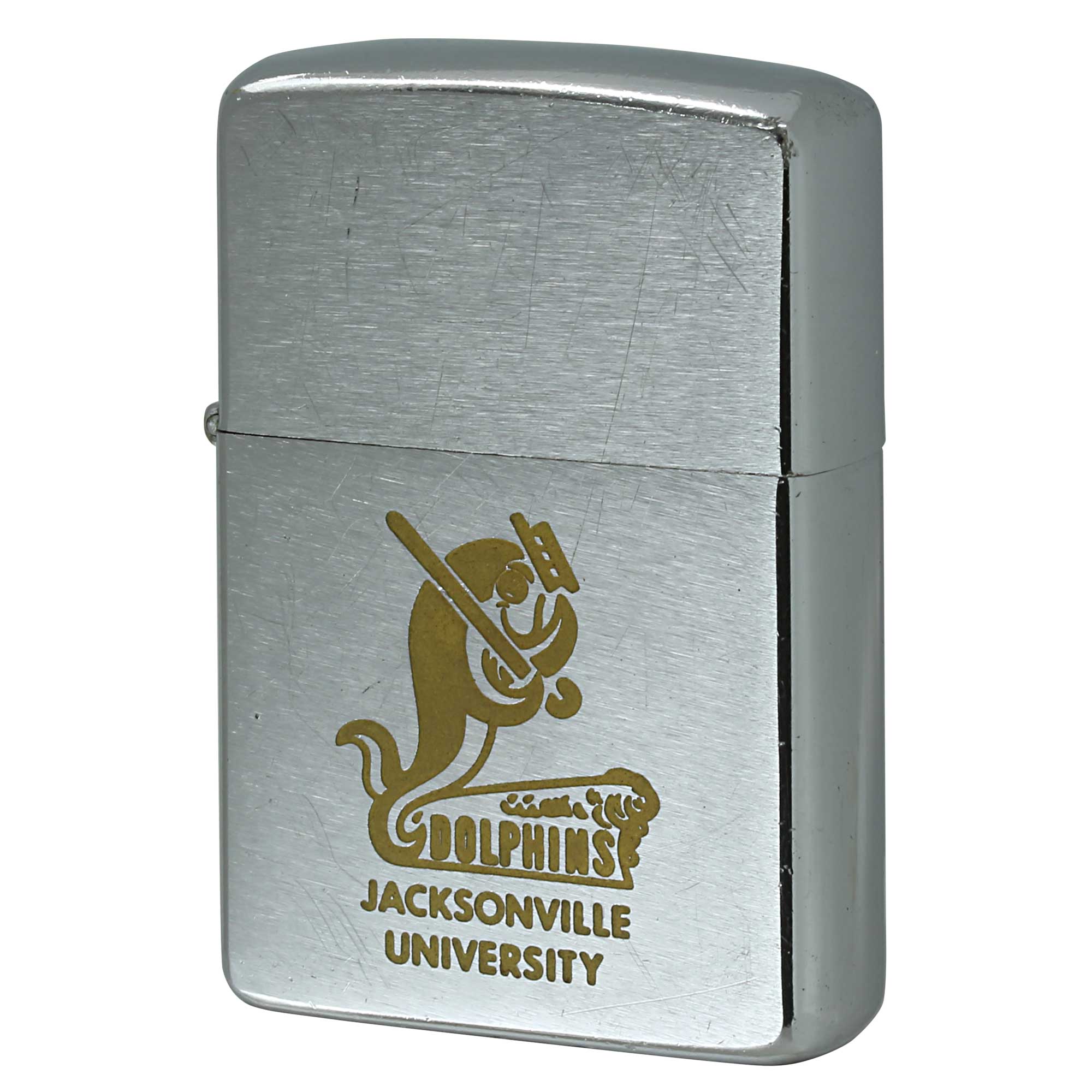 絶版/ヴィンテージ Zippo ジッポー 中古 1972年製造 DOLPHINS JACKSONVILLE UNIVERSITY 大学スポーツ  [B]使用感ありやや傷汚れあり
