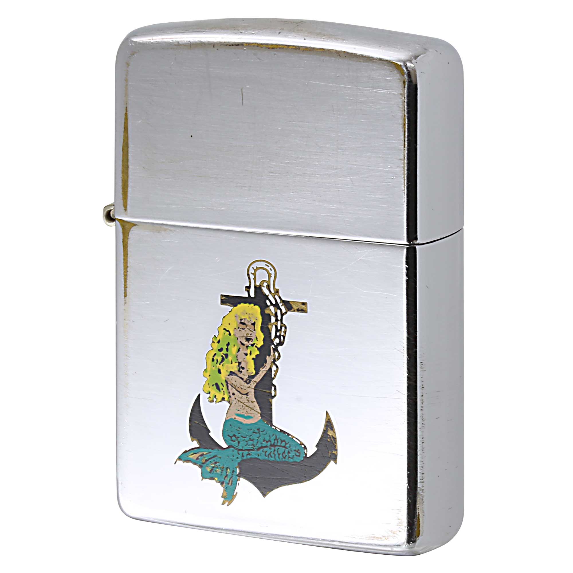 絶版/ヴィンテージ Zippo ジッポー 中古 1990年製造 人魚 マーメイド イカリ  [C]使用感あり傷汚れあり