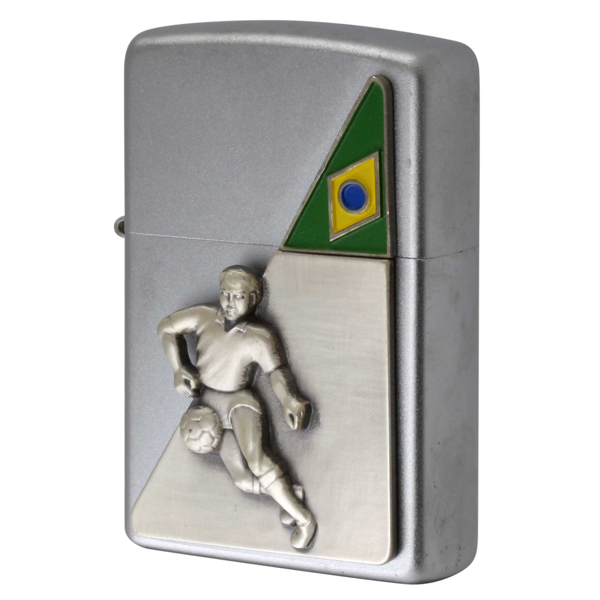 絶版/ヴィンテージ Zippo ジッポー 中古 2006年製造 サッカー ブラジル フットボールプレイヤー メタル貼り  [S]ほぼ新品同様