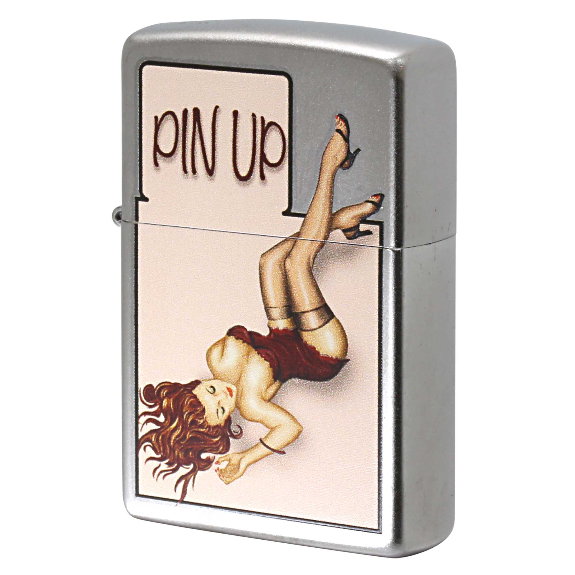 絶版/ヴィンテージ Zippo ジッポー 中古 2014年製造 Up Girl ピンナップ・ガール レッドランジェリー CI016029  [N]未使用・新品
