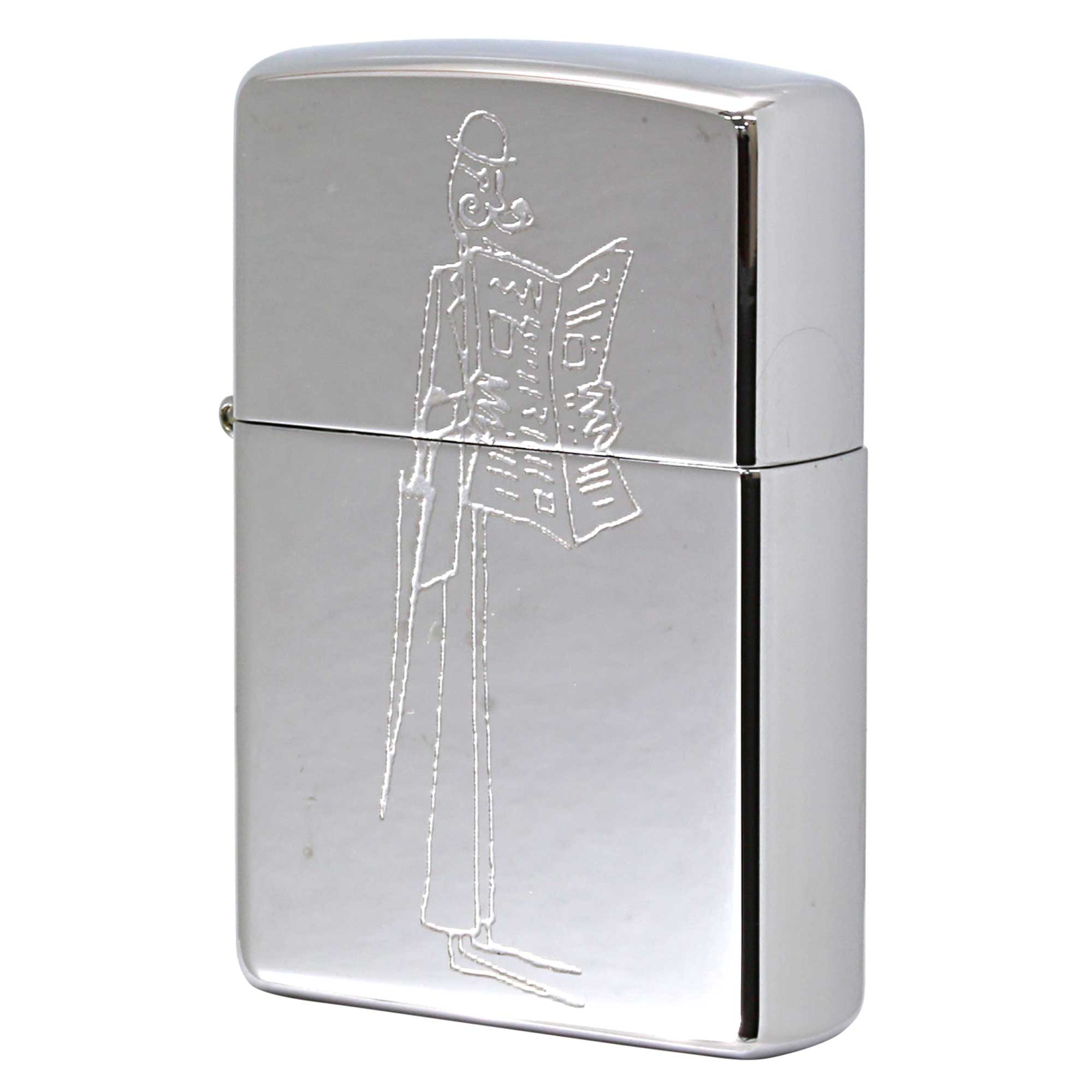 絶版/ヴィンテージ Zippo ジッポー 中古 2003年製造 ZIPPO Paul Smith ポール・スミス 試作品 ビジネスマン 新聞を読む人  [S]ほぼ新品同様