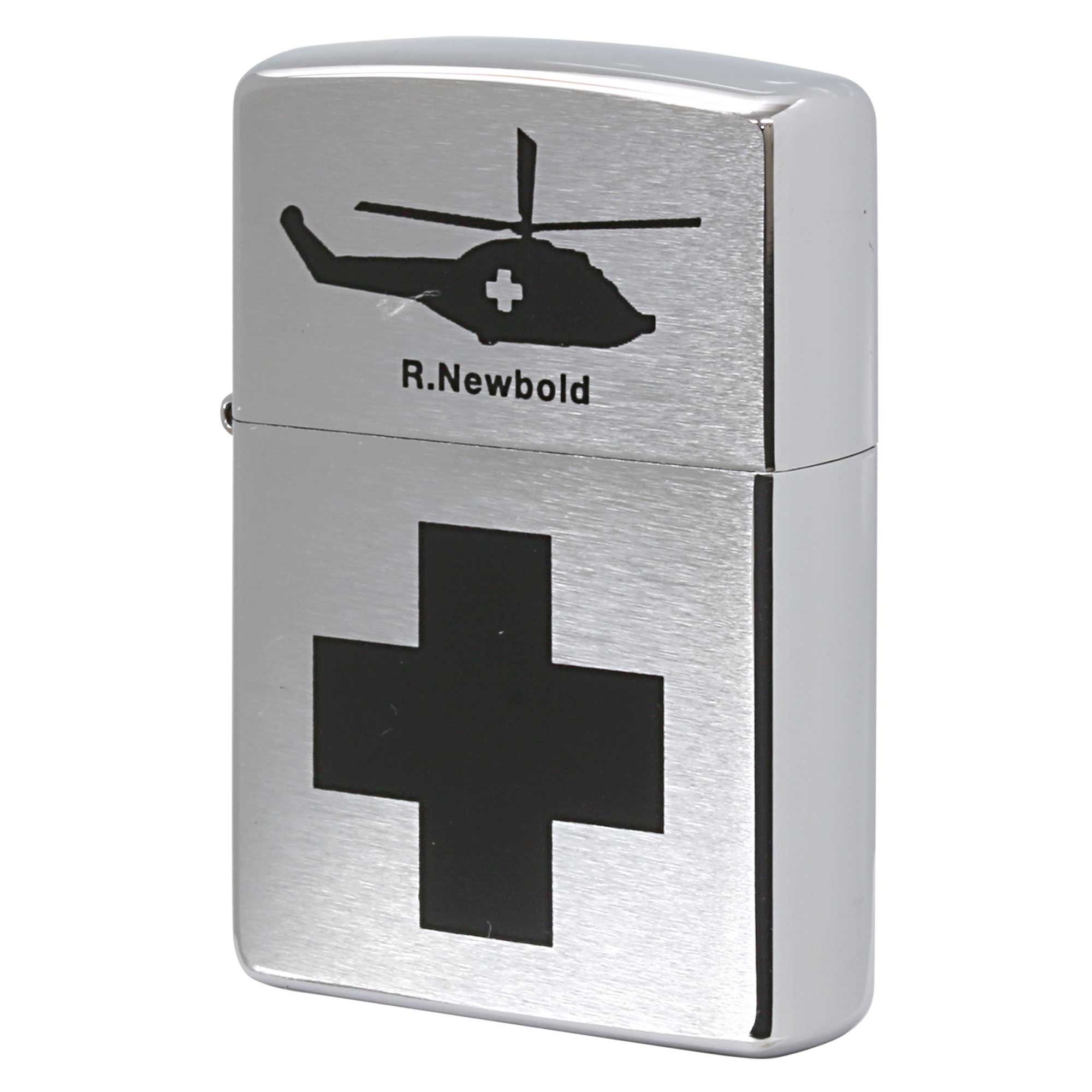 絶版/ヴィンテージ Zippo ジッポー 中古 1999年製造 ZIPPO R.Newbold アールニューボールド ヘリコプターと赤十字  [A]使用感少なく状態が良い