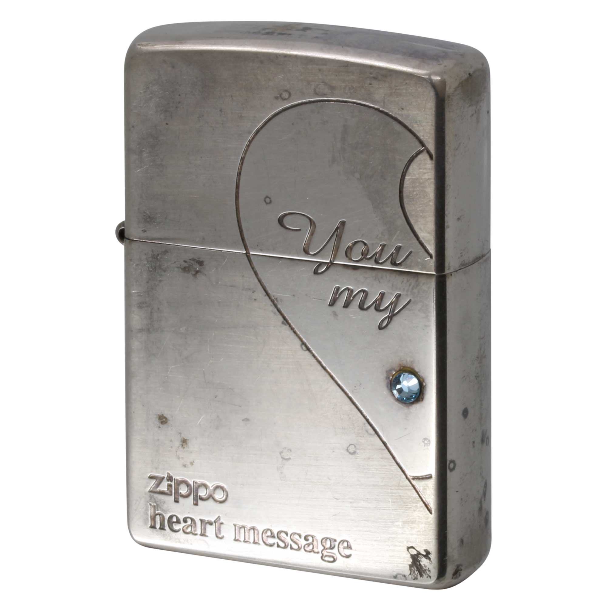 絶版/ヴィンテージ Zippo ジッポー 中古 2004年製造 Heart Message Pair ハートメッセージペア 片方  [C]使用感あり傷汚れあり