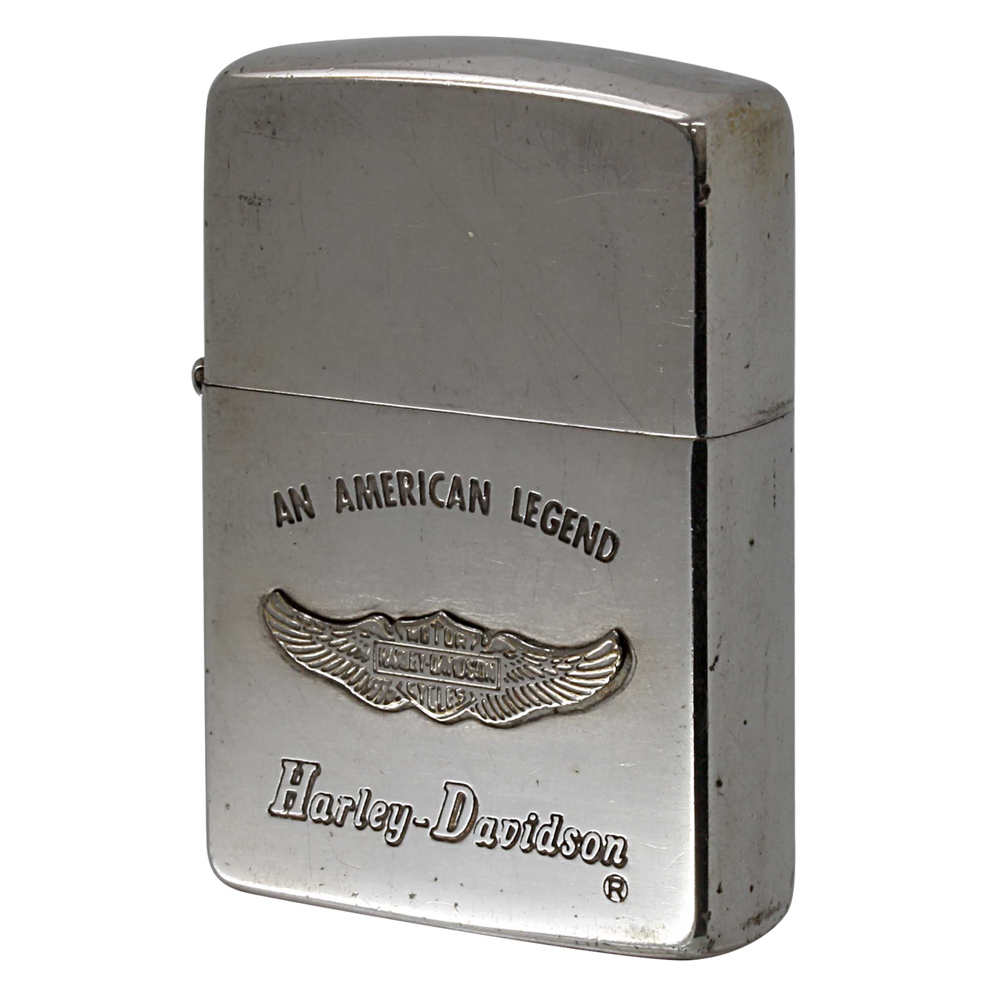 絶版/ヴィンテージ Zippo ジッポー 中古 1990年製造 Harley Davidson ハーレーダビッドソン ロゴメタル  [C]使用感あり傷汚れあり